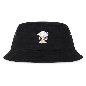 Pastell-Kaninchenballon im Himmel - Kinder Bucket Hat - Schwarz - Vorne