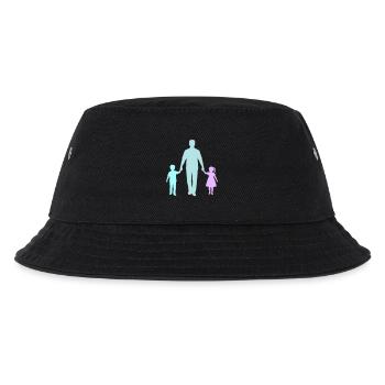 Vater Kind Silhouette Spazieren Familie Papa Liebe - Kinder Bucket Hat - Schwarz - Vorne
