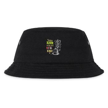 KitaKind Abschied Motiv Schild und Rucksack - Kinder Bucket Hat - Schwarz - Vorne