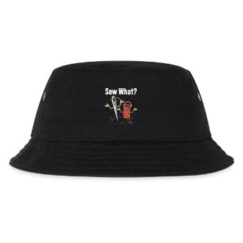 Sew What Lustiges Nähmaschinen Motiv - Kinder Bucket Hat - Schwarz - Vorne