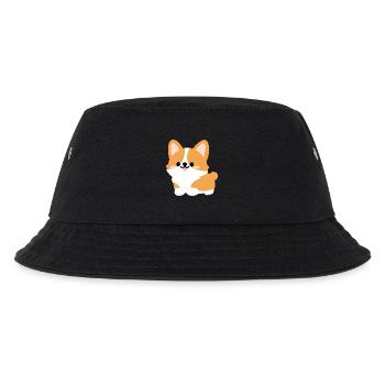 Corgi-Welpe Süßes Cartoon-Tee - Kinder Bucket Hat - Schwarz - Vorne