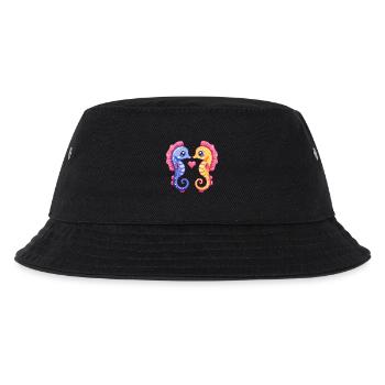 Seepferd Paar Liebe Valentinstag - Kinder Bucket Hat - Schwarz - Vorne