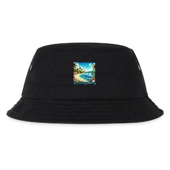 Montego Bay Jamaika Strand Palmen Grunge Urlaub - Kinder Bucket Hat - Schwarz - Vorne