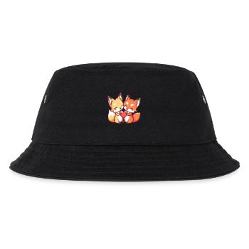 Fuchs Paar Liebe Valentinstag - Kinder Bucket Hat - Schwarz - Vorne
