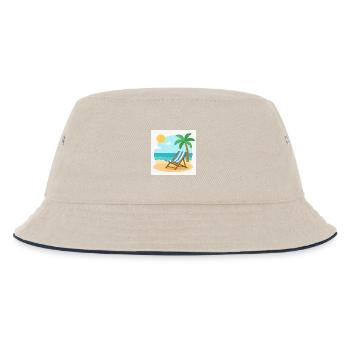 Entspannung pur: Deine Liege wartet am Strand - Kinder Bucket Hat - Natur/Navy - Vorne