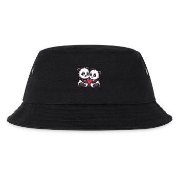 Panda Paar Liebe Valentinstag - Kinder Bucket Hat - Schwarz - Vorne