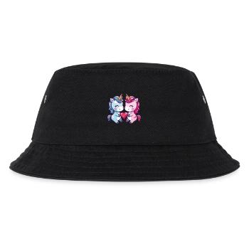 Einhorn Paar Liebe Valentinstag - Kinder Bucket Hat - Schwarz - Vorne