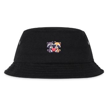 Waschbär Paar Liebe Valentinstag - Kinder Bucket Hat - Schwarz - Vorne