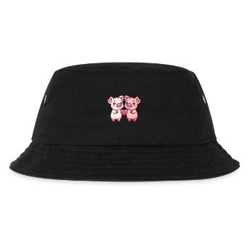 Schwein Paar Liebe Sau Valentinstag - Kinder Bucket Hat - Schwarz - Vorne