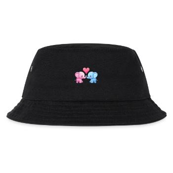 Elefant Paar Liebe Valentinstag - Kinder Bucket Hat - Schwarz - Vorne