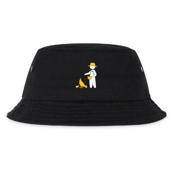 Bauer füttert die Hühner - Kinder Bucket Hat - Schwarz - Vorne