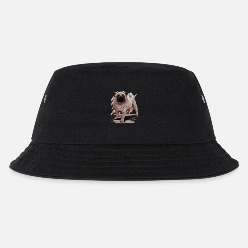 Mops - Kinder Bucket Hat - Schwarz