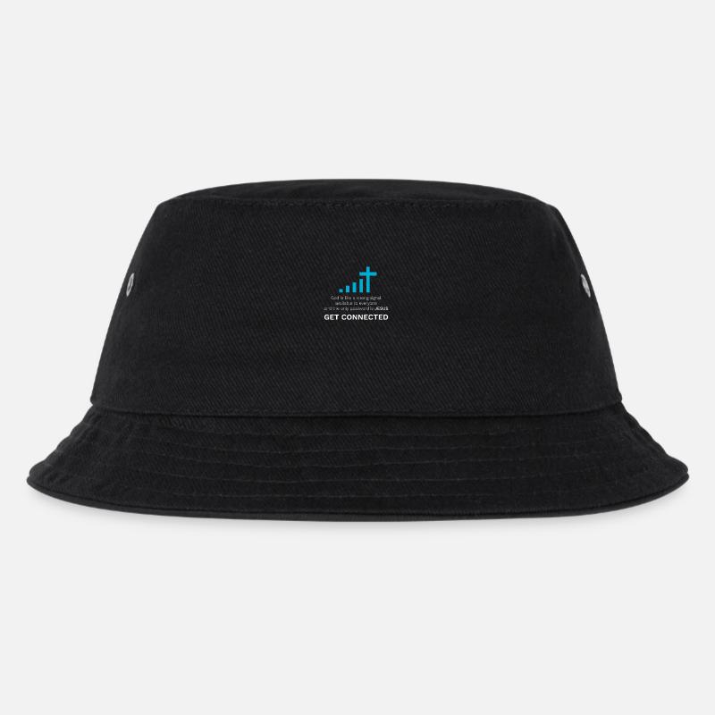 Jesus Tshirt Get Connected Geschenk Christen Kreuz - Kinder Bucket Hat - Schwarz