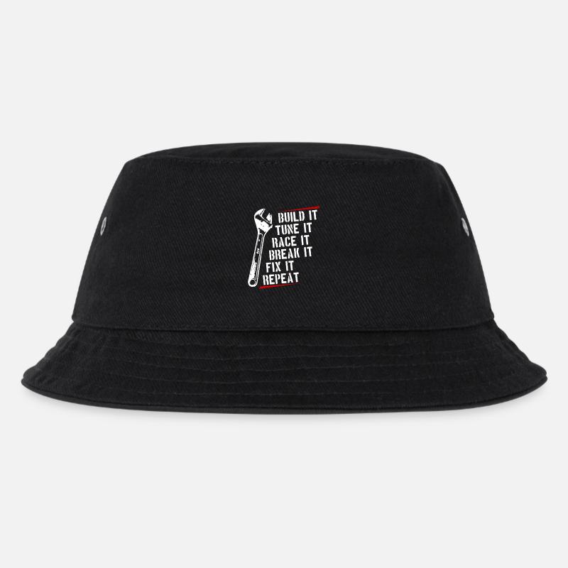 build tune race break fix repeat Geschenkidee - Kinder Bucket Hat - Schwarz