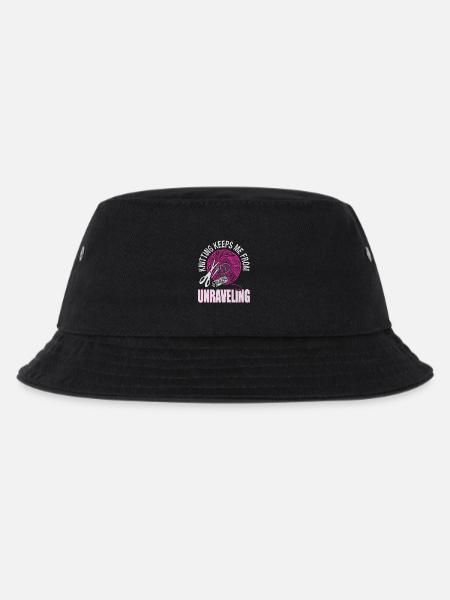 Knitting keeps me from unraveling - Kids’ Bucket Hat - black