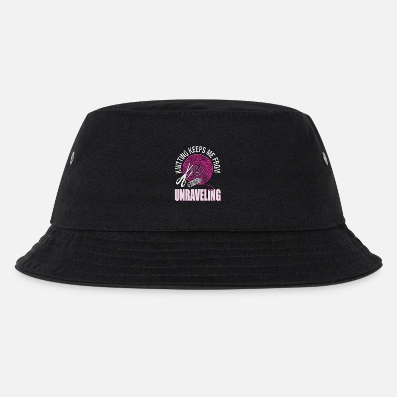 Knitting keeps me from unraveling - Kinder Bucket Hat - Schwarz