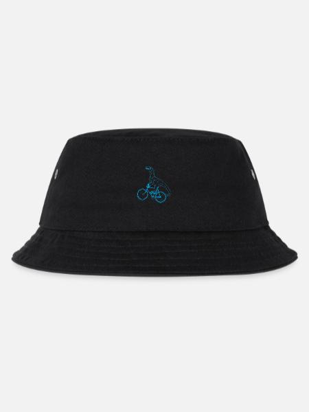 Dino auf Fahrrad - Dinosaurier Lustig Geschenk - Kinder Bucket Hat - Schwarz