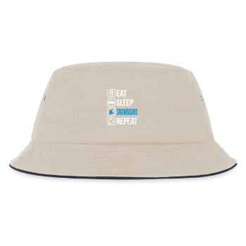 Eat Sleep Snowboard Repeat - Kinder Bucket Hat - Natur/Navy - Vorne