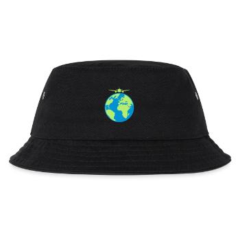 flugzeug erde pilot reisen jetset stempel kreis ru - Kinder Bucket Hat - Schwarz - Vorne