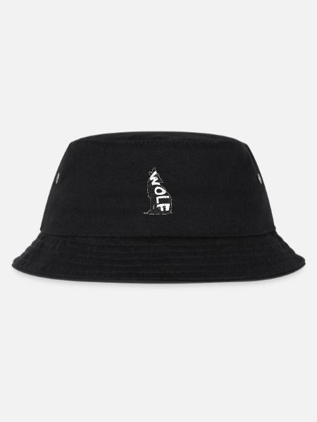 Schwarzer Wolf auf Sternenhintergrund - Kinder Bucket Hat - Schwarz