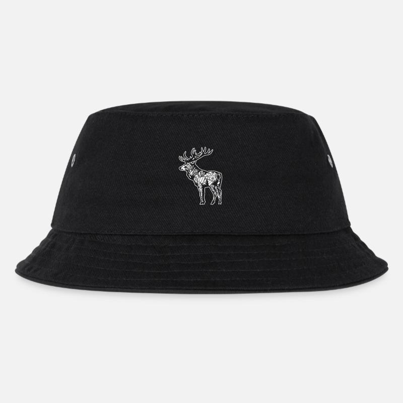 Elch Elch Blumenmuster - Kinder Bucket Hat - Schwarz