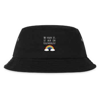 Spruch "Wo Regen ist, ist auch ein Regenbogen" - Kinder Bucket Hat - Schwarz - Vorne