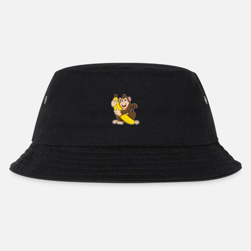 Affe mit Bananen - Kinder Bucket Hat - Schwarz