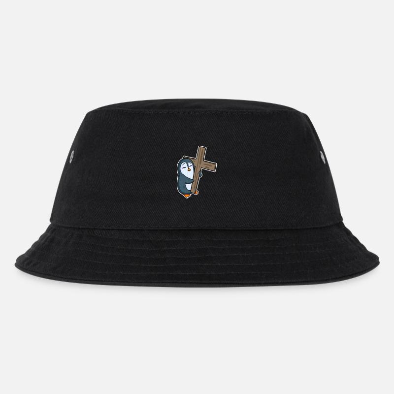 Pinguin und Kreuz Religion - Kinder Bucket Hat - Schwarz