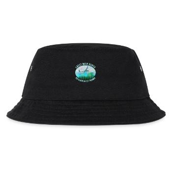 Modell Segelflugzeug Landschaft Retro Blau - Kinder Bucket Hat - Schwarz - Vorne