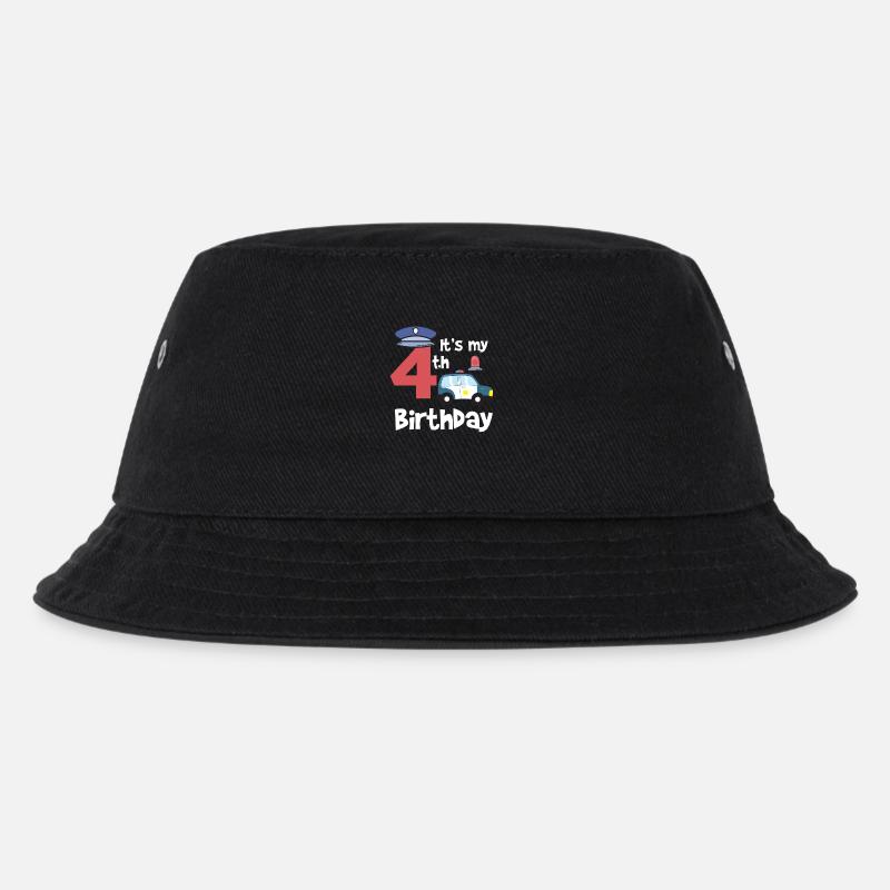 Polizei 4. Geburtstag Jahre Junge Kind Geschenk - Kinder Bucket Hat - Schwarz