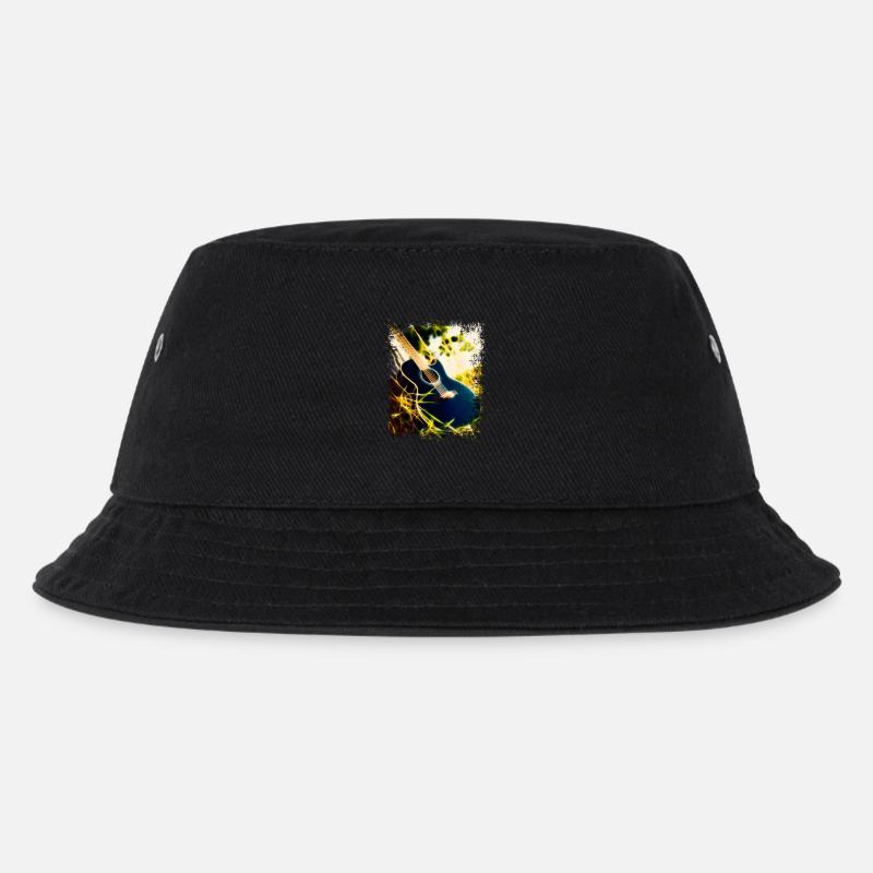 Gitarre im Gras - Kinder Bucket Hat - Schwarz