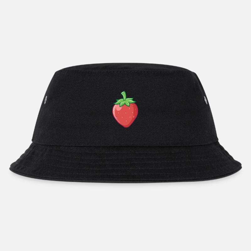 Erdbeere - Kinder Bucket Hat - Schwarz