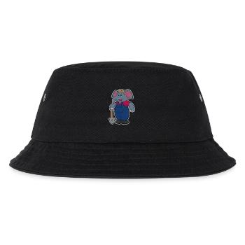 Elephant as farmer with shovel - Kids’ Bucket Hat - black - Front
