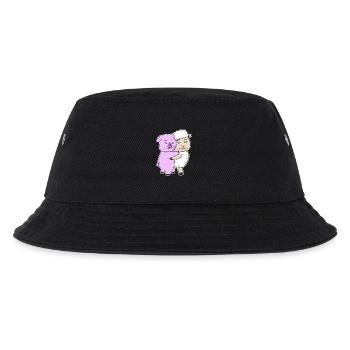 Pig and sheep cuddle cute animals - Kids’ Bucket Hat - black - Front