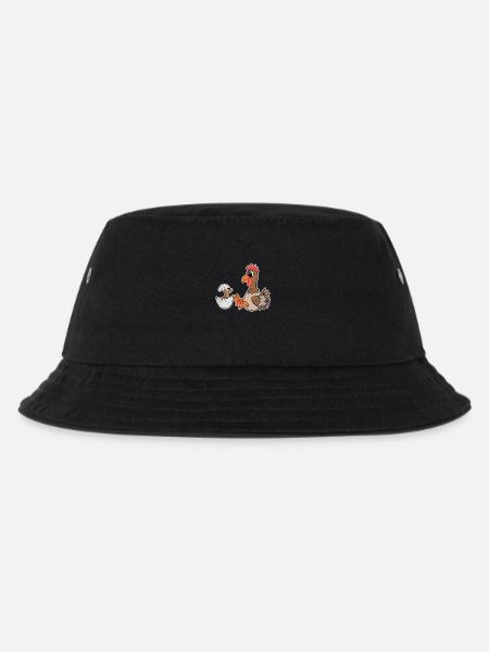Huhn mit Baby Huhn - Kinder Bucket Hat - Schwarz