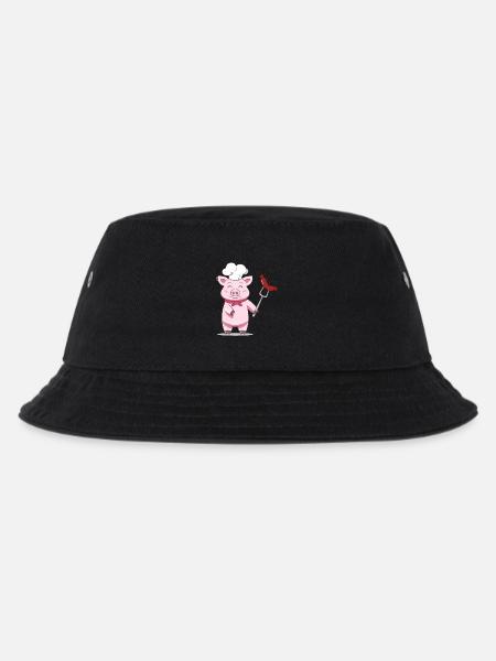 Schwein Grillmeister mit Wurst – Lustiges Design - Kinder Bucket Hat - Schwarz