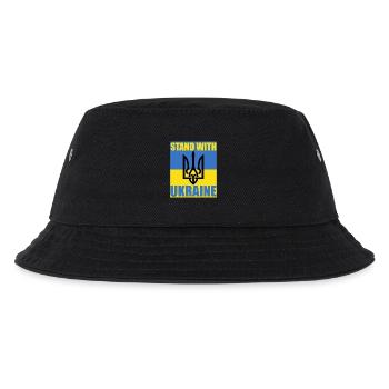Stand mit Ukraine Flagge Dreizack Unterstützung Trikot - Kinder Bucket Hat - Schwarz - Vorne