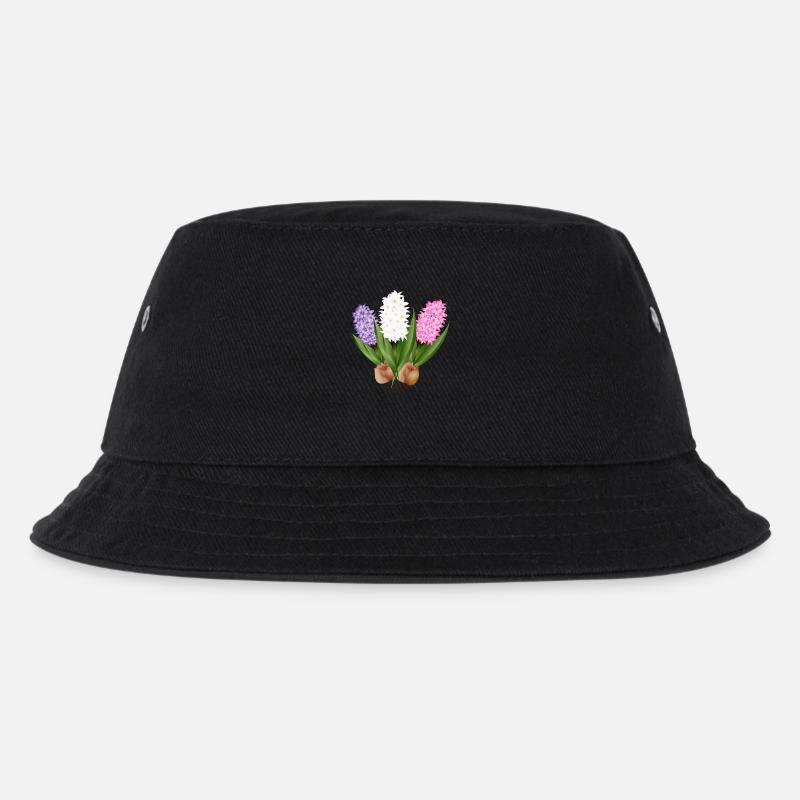 Von Hand gezeichnete Hyazinthen - Kinder Bucket Hat - Schwarz