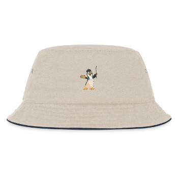 Penguin Painter Brush Painting - Kids’ Bucket Hat - ecru/navy - Front