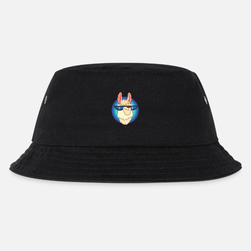 Cooles Lama mit Sonnenbrille - Kinder Bucket Hat - Schwarz