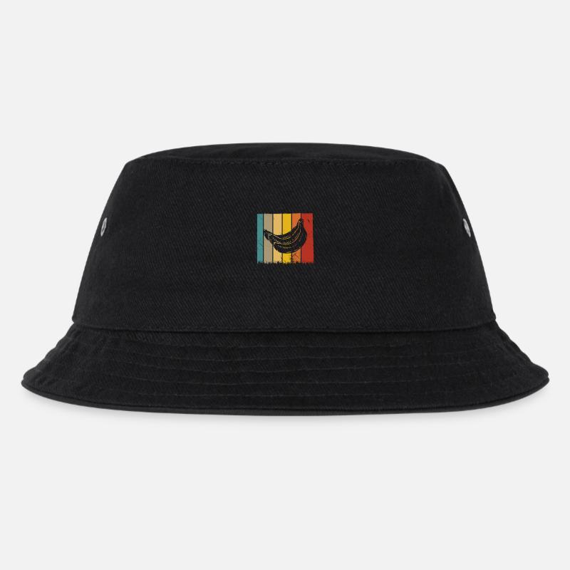 Banana Vegan Lover Retro Veggie Fruit Gift idea - Kinder Bucket Hat - Schwarz