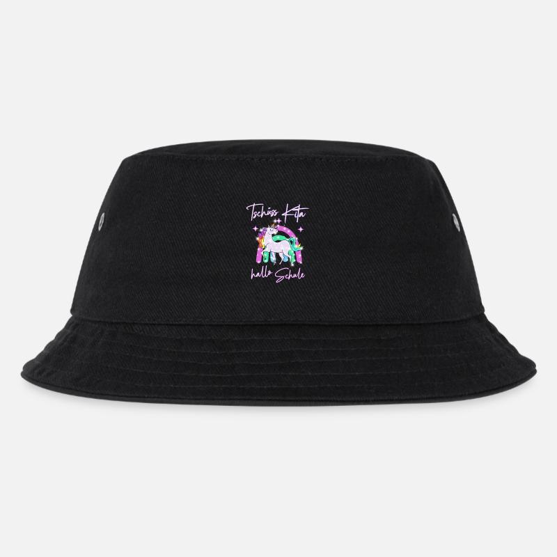 Tschüss Kita! hallo Schule Einhorn - Kinder Bucket Hat - Schwarz