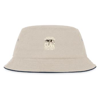 second hand vegetarian cow eats grass i eat cow - Kinder Bucket Hat - Natur/Navy - Vorne