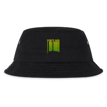 Portland Skyline Leuchtgrün - Kinder Bucket Hat - Schwarz - Vorne