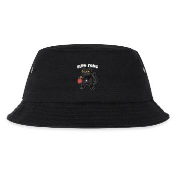 Table Tennis Katze Pingpong Outfit Cat Tischtennis - Kinder Bucket Hat - Schwarz - Vorne