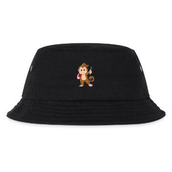 Monkey Teacher Pointing Stick School - Kids’ Bucket Hat - black - Front