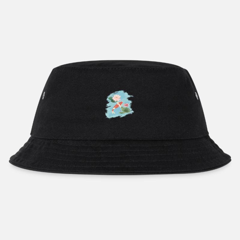 Japanese Koi pink water lilies - Koi Lovers Tee - Kinder Bucket Hat - Schwarz