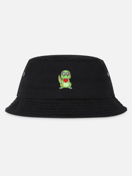 Dinosaurier mit Herz - Liebe Romantisch - Kinder Bucket Hat - Schwarz
