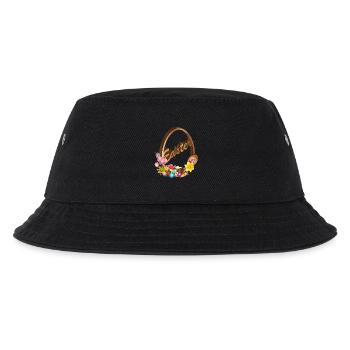 decorated Easter egg relief in wood look - Kids’ Bucket Hat - black - Front