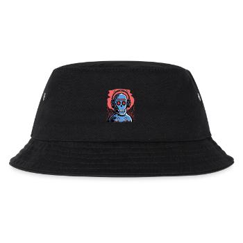 Zombie Affe mit blauen Kopfhörern - Kinder Bucket Hat - Schwarz - Vorne